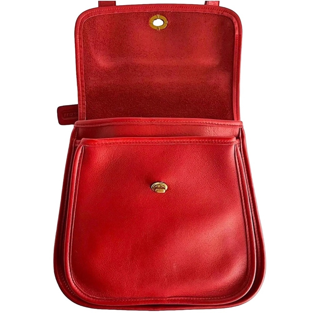 COACH Large Red Glove Tanned Side Pack Crossbody Bag RARE USA COA Sidepack 9979 - Picture 8 of 17